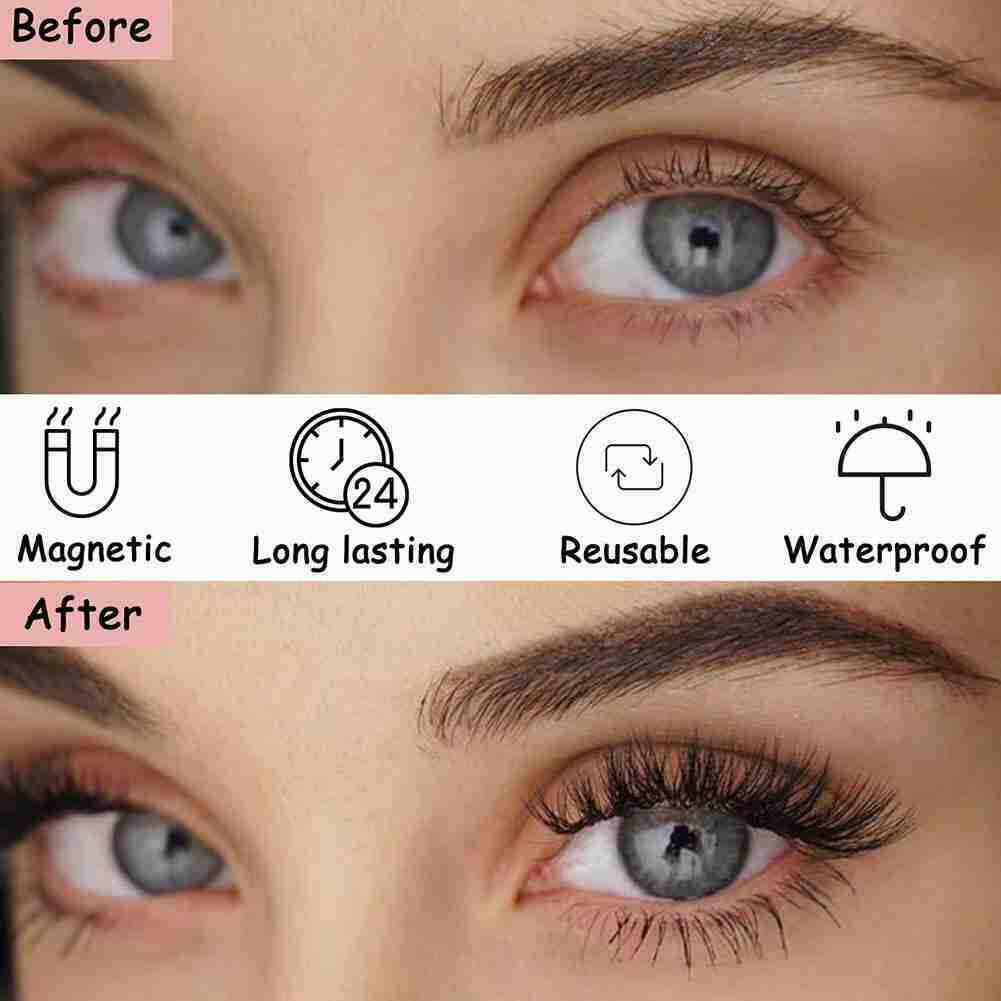 7Pairs/set Magnetic Eyelashes With Eyeliner Tweezer Long Lashes W9K8 Ship F5I0