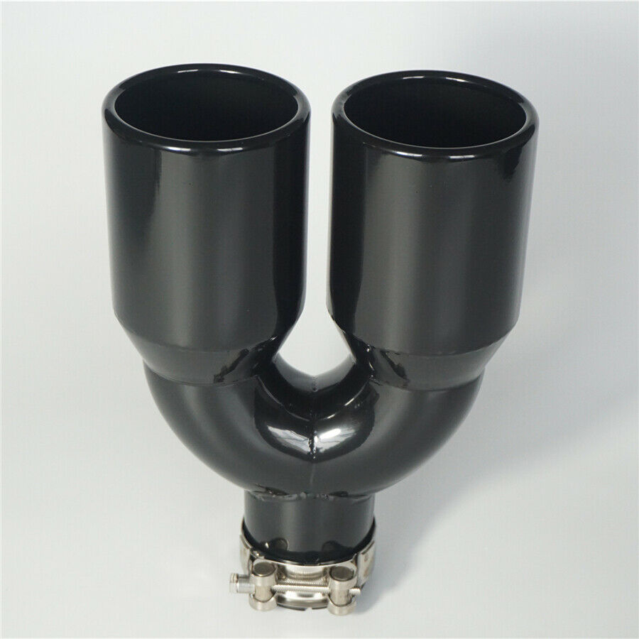 2.5" Inlet 3.5" Car SUV Exhaust Pipe Tail Dual Muffler Tip Gloss Black 1PCS UK
