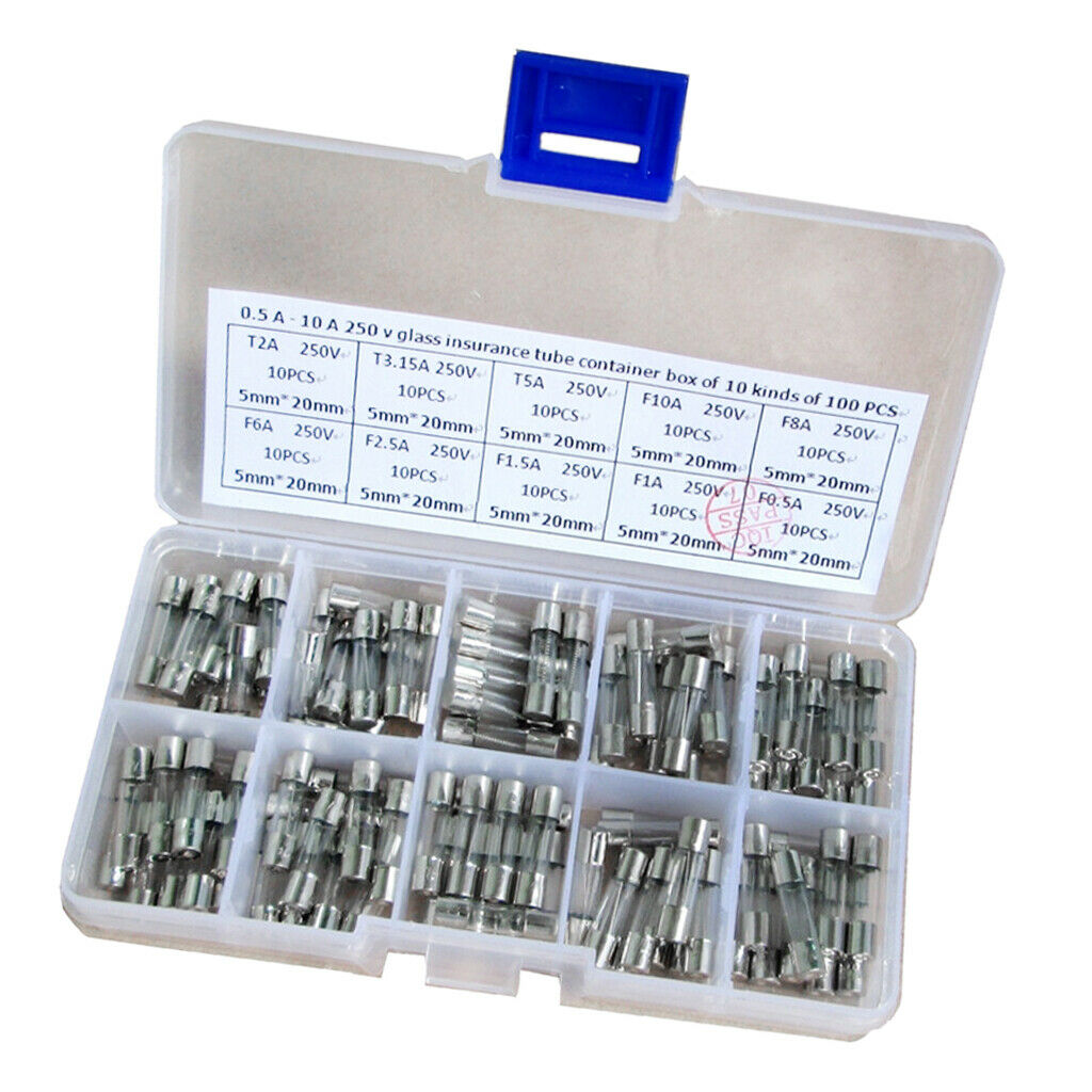 100   piece   Quick   Fast   Blow   Glass   Fuse   Tube   Assorted   Kit   0 .
