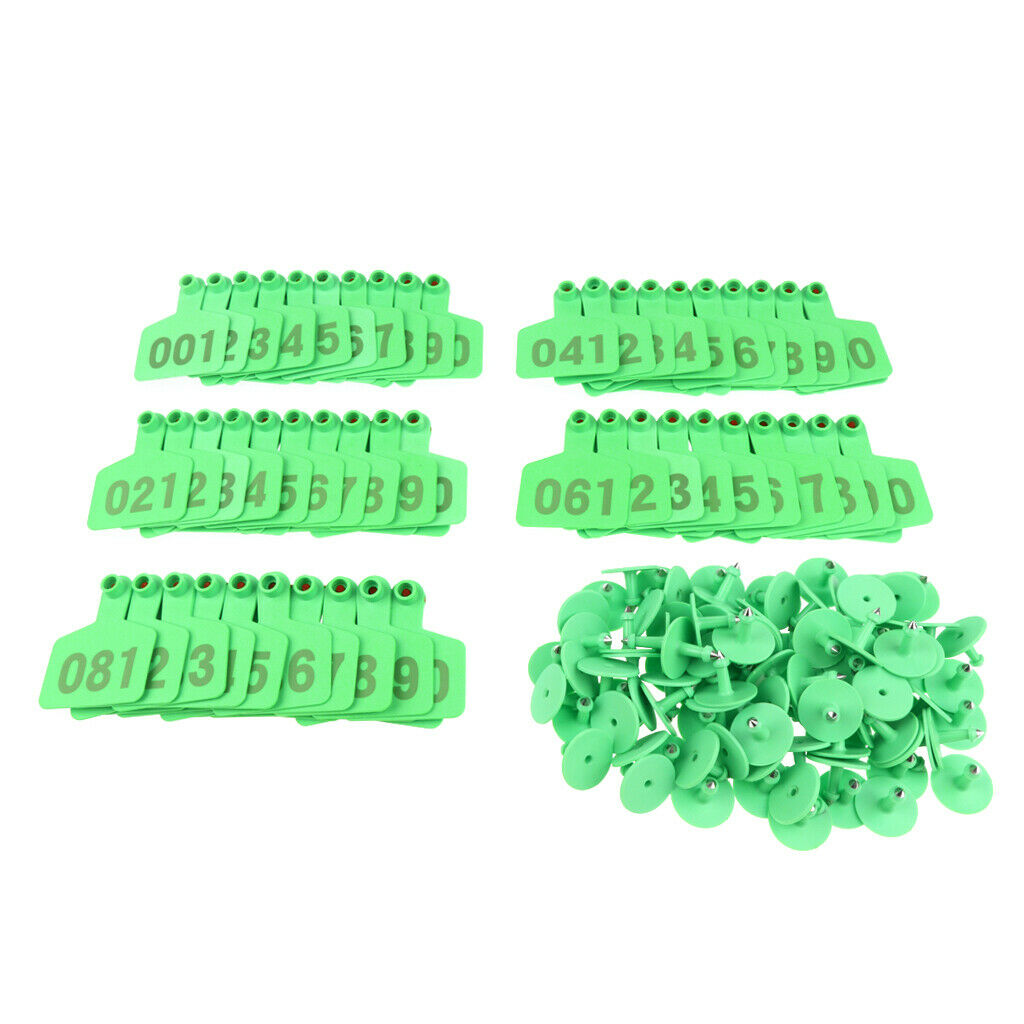 100 Pieces Pig Cow Cattles Livestock Ear Tags with Number 001-100