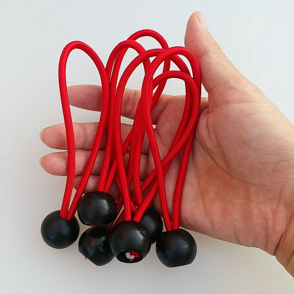 12pcs Ball Bungee 6 Inch Tie Down Cord with 22mm Ball, for Camping Tent Canopies
