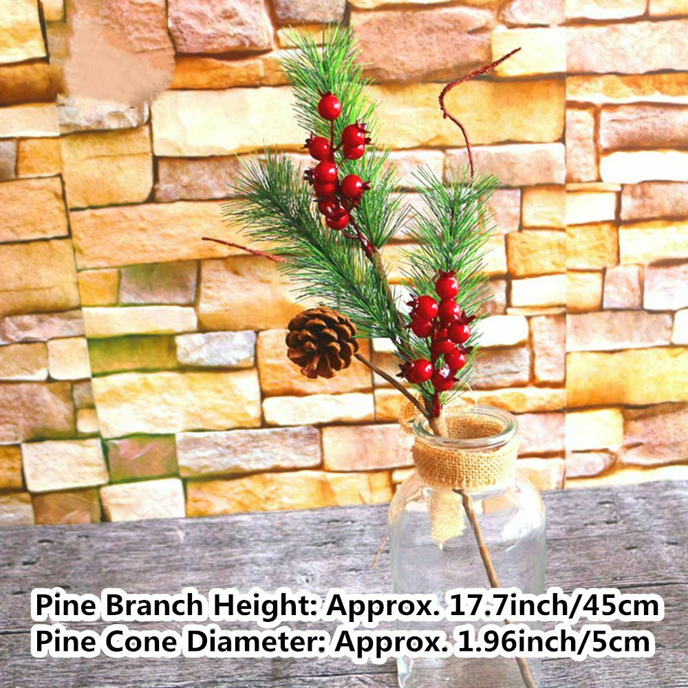 DIY Red Berries Bouquets Simulation Pine Branch Artificial Pine Needles