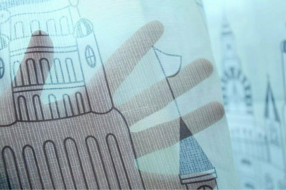2pcs Castle Window Curtains Set Sheer Curtain&Cloth