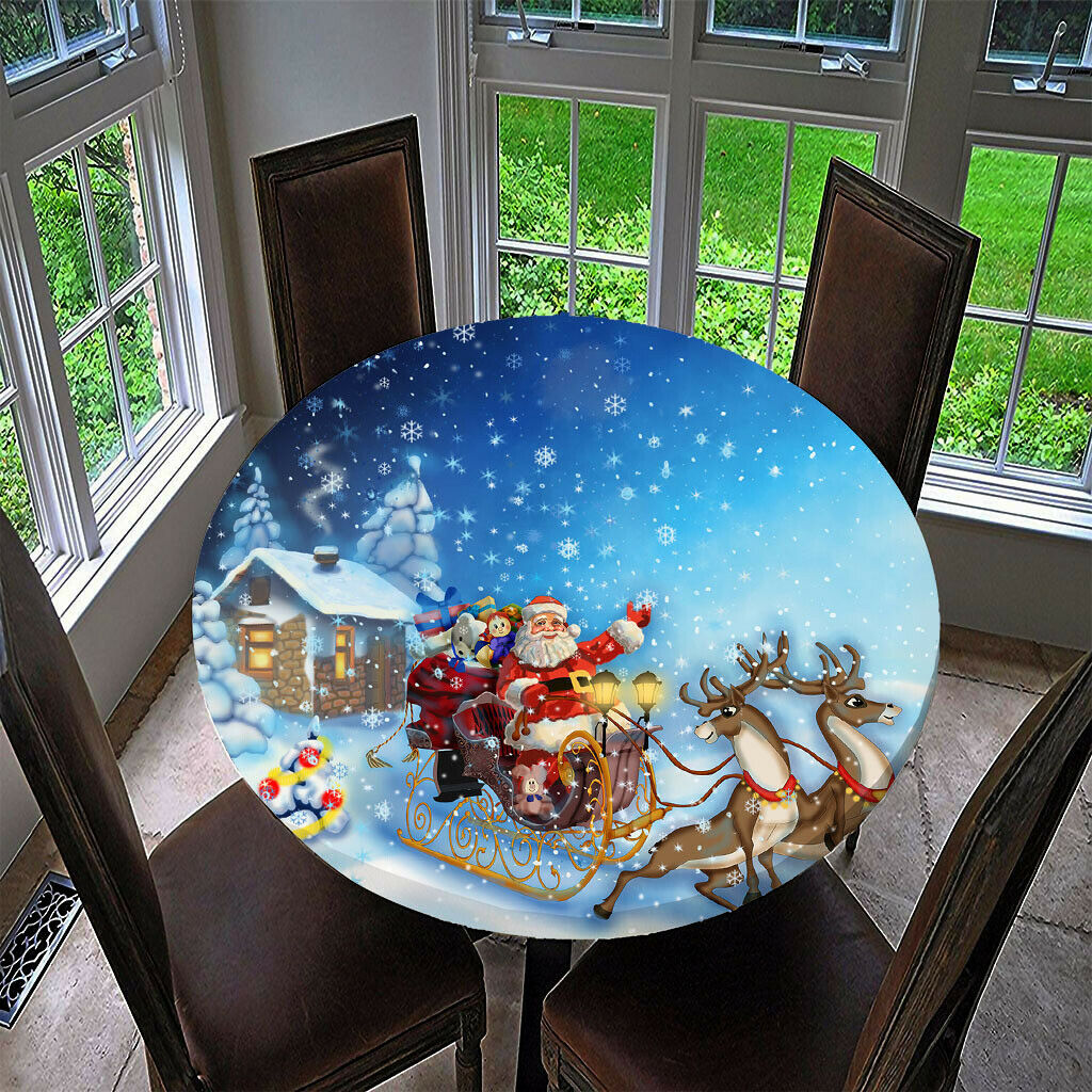 48in Round Table Cover Oil-Proof Waterproof Christmas Table - Xmas Carriage