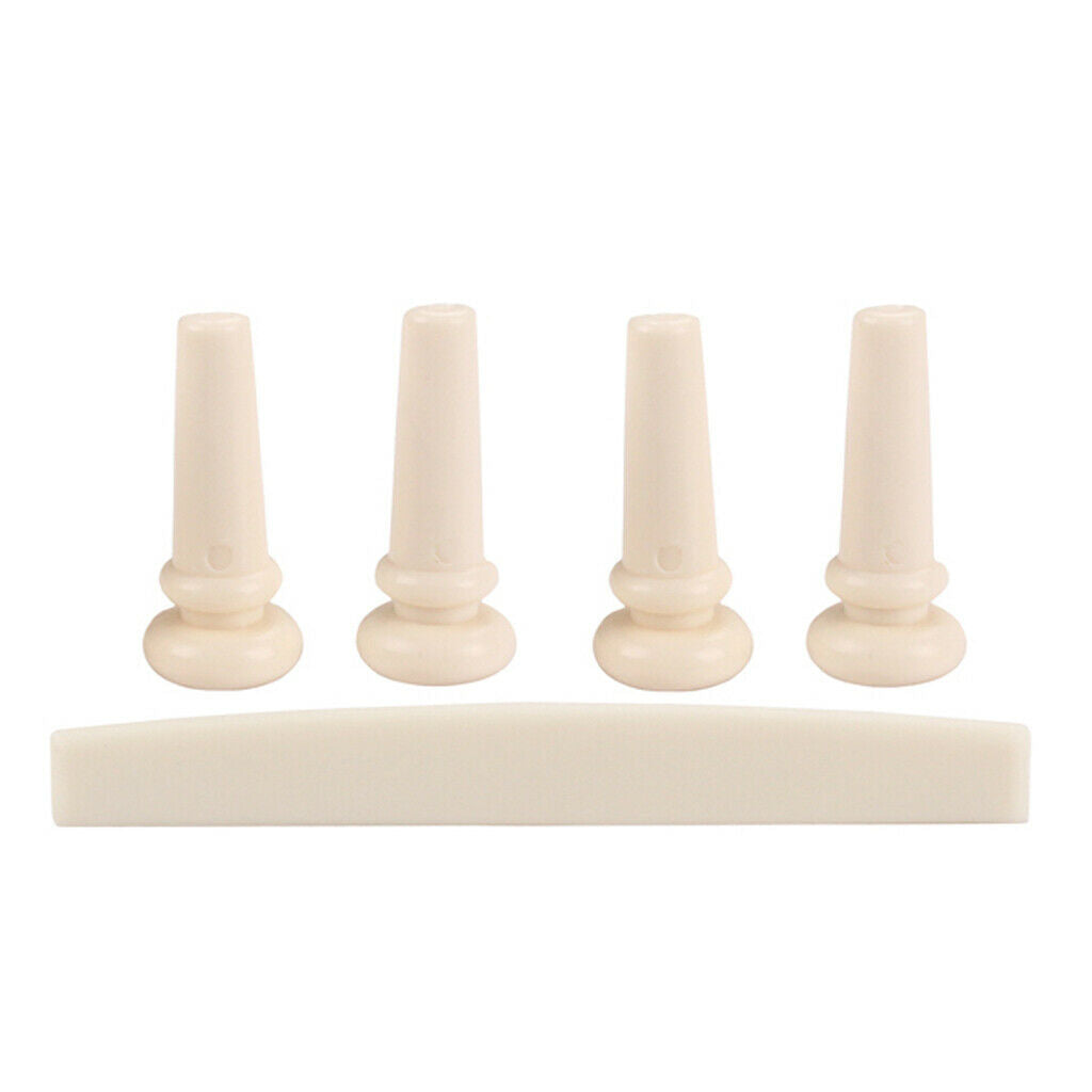 Musically 4pcs Plastic Acoustic Bridge Pins + Saddle For Beginners