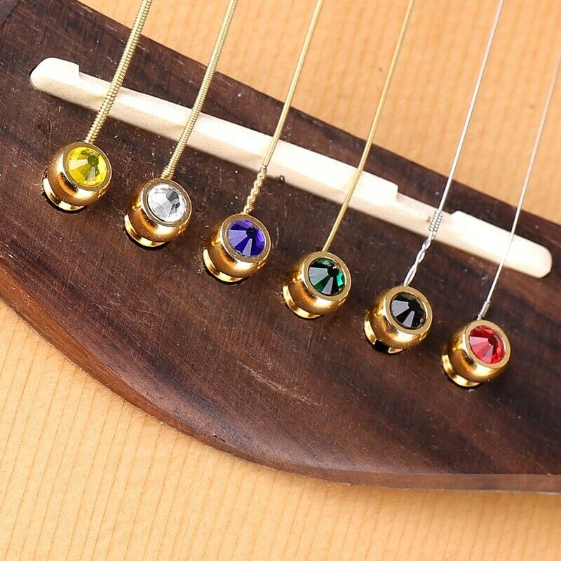 Abalone Ebony Guitar Bridge Bone Pins Set For Acoustic Guitar String Pegs x6