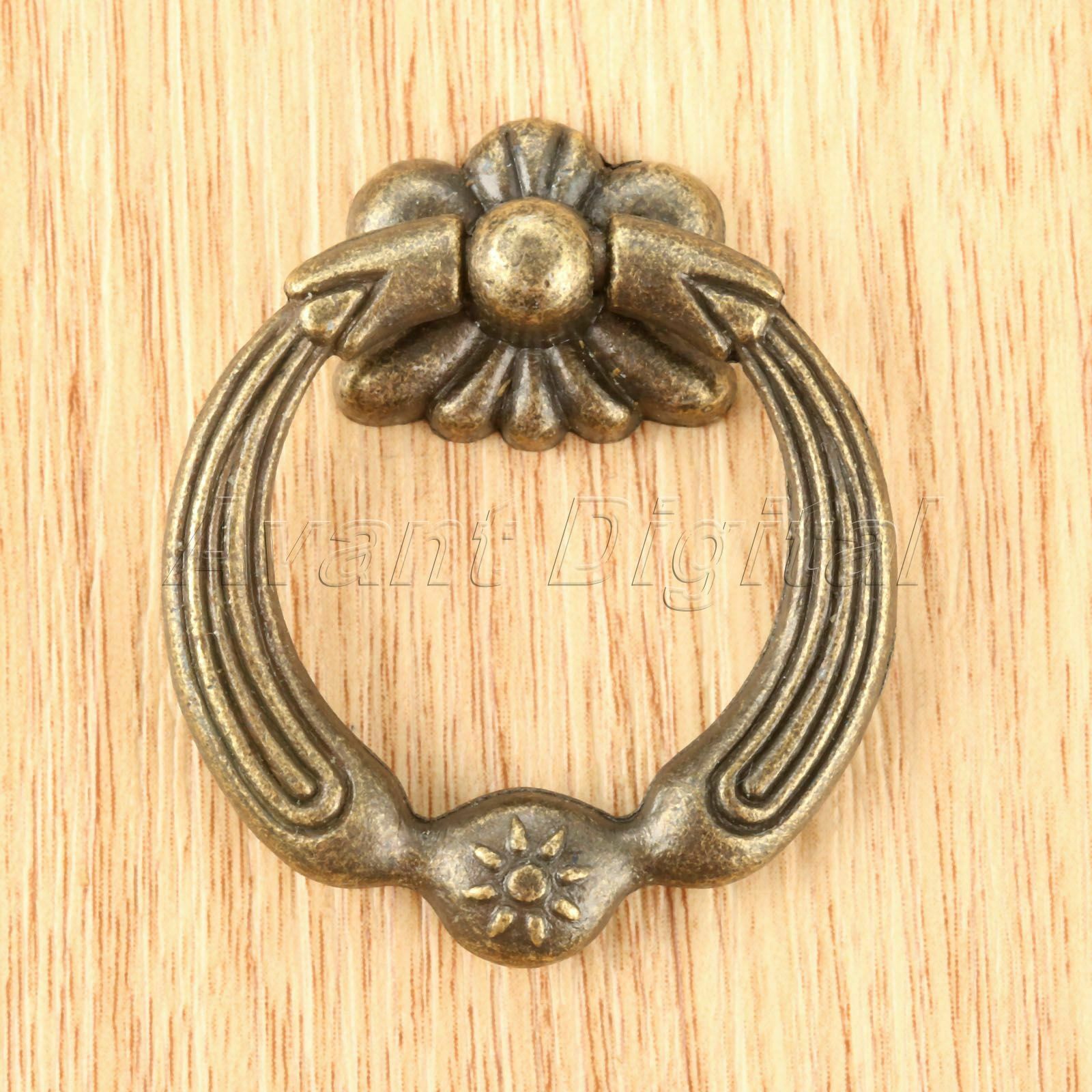 42*36mm Furniture Retro Cabinet Drawer Handles Knobs Jewelry Box Pulls Ring 2Pcs