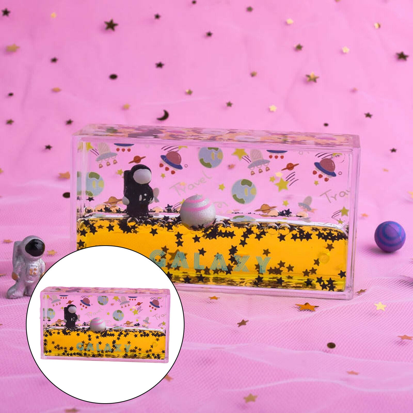 Spaceman Rectangle Liquid Desk Ornaments Dynamic Birthday Gifts Black