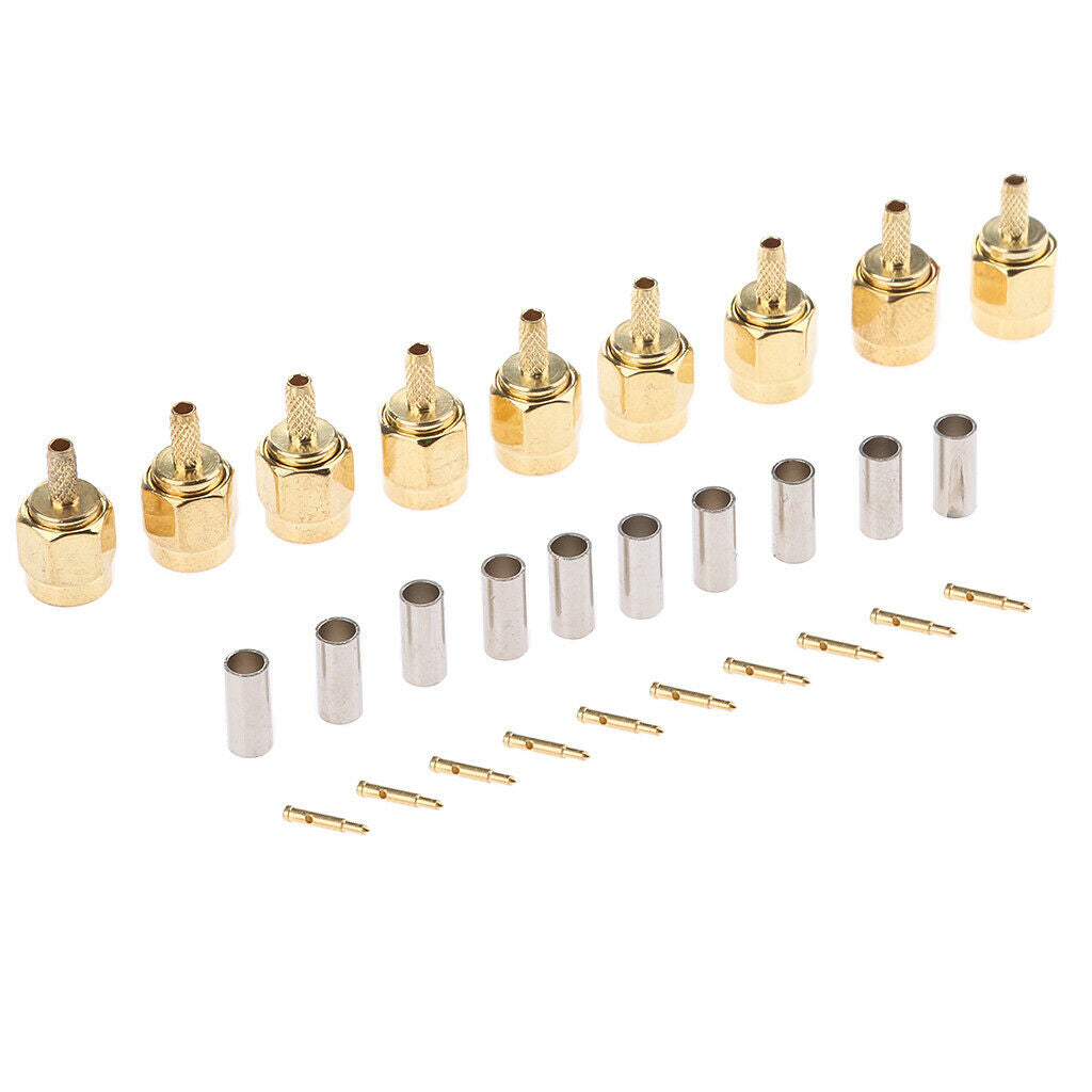 10 Pcs Plug Sma Plug Pin Crimp For Rg316 Lmr100 Rg174 Rf Coaxial .