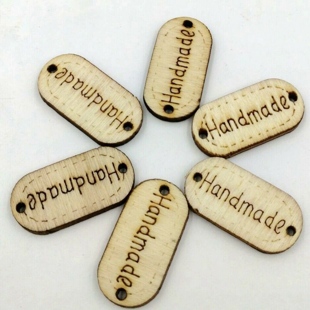 100 pieces shabby chic rectangle handmade wooden buttons 2 holes tags