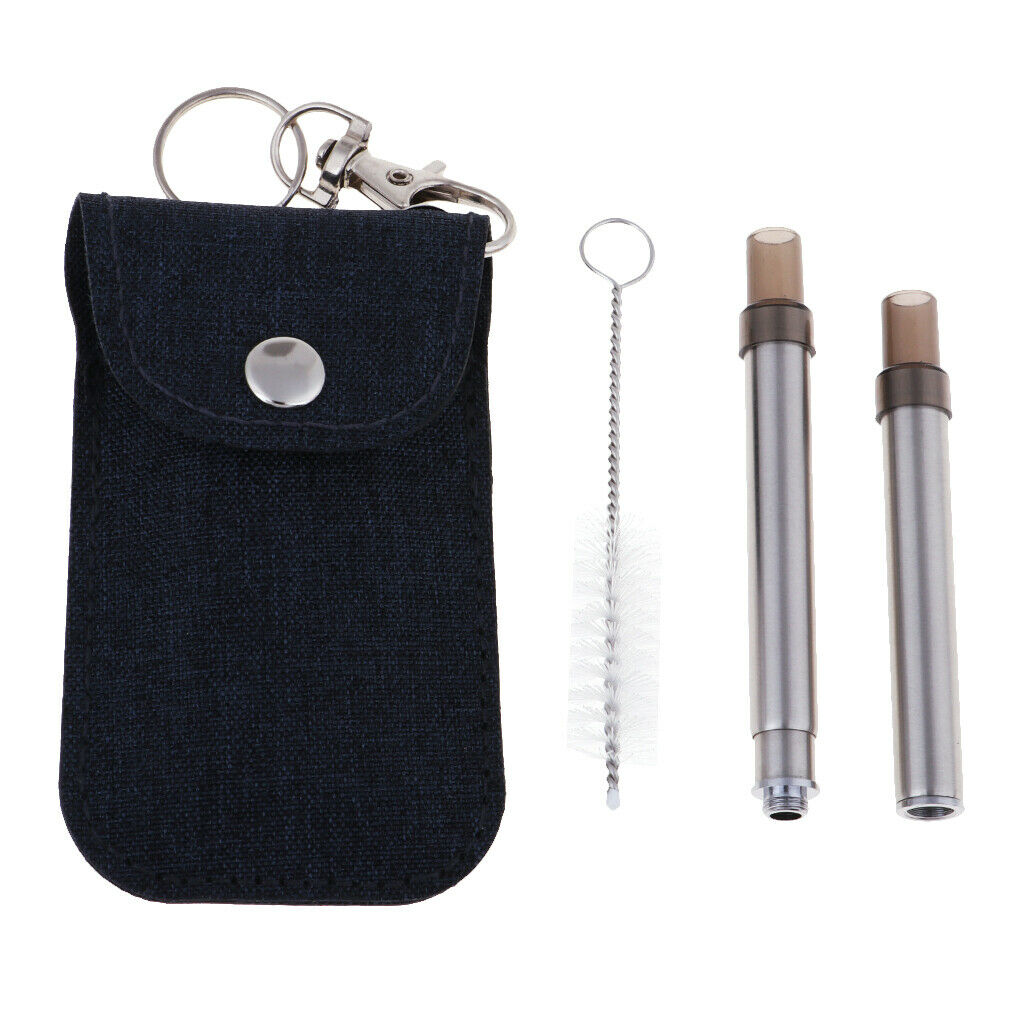 Stainless Steel Foldable Drinking Straw Tumblers Sucker Pipe with Carry Bag S