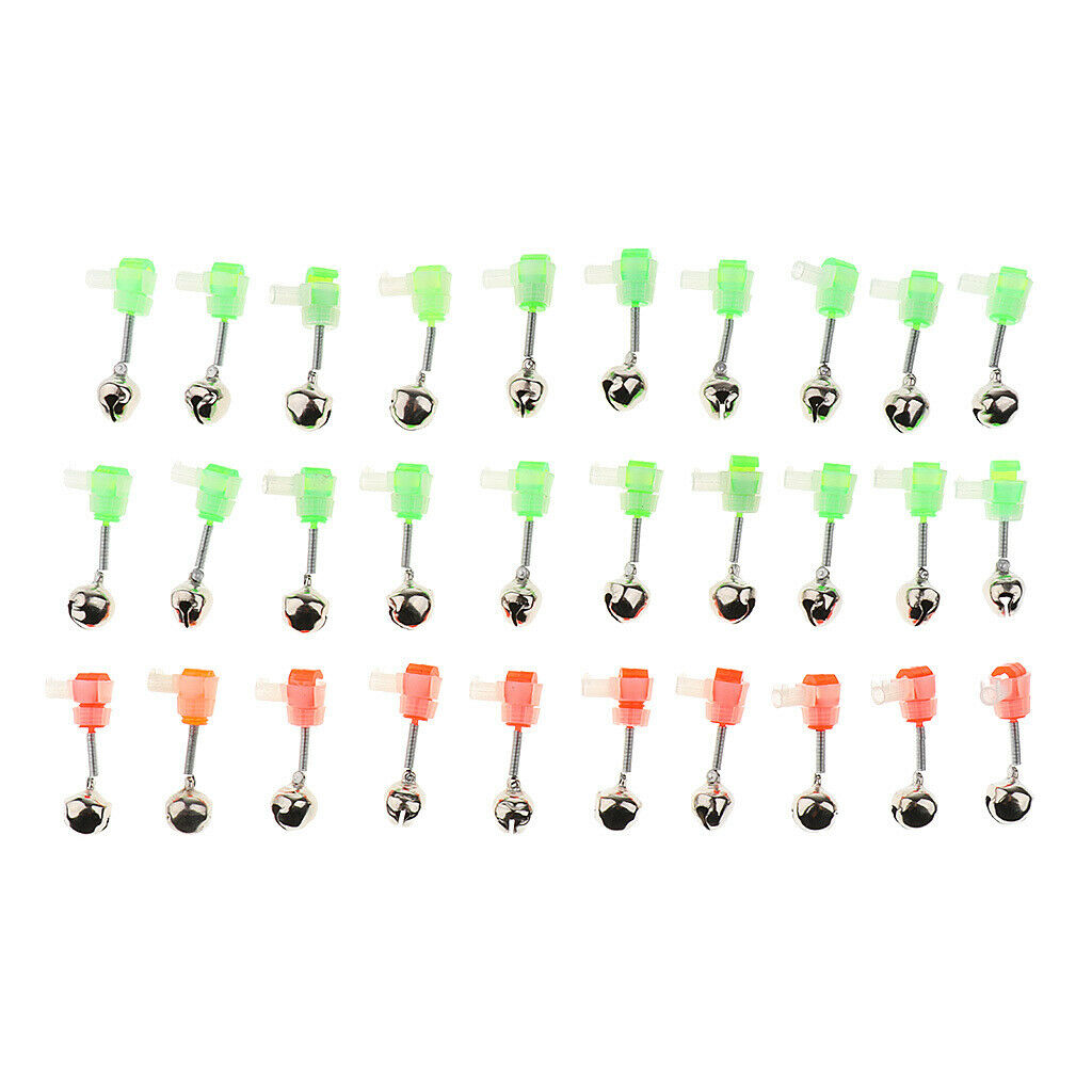 2X 30 Pieces Fishing Bite Alarm Single Bell Rod Tip Alert Ring Fishing Rod Bell
