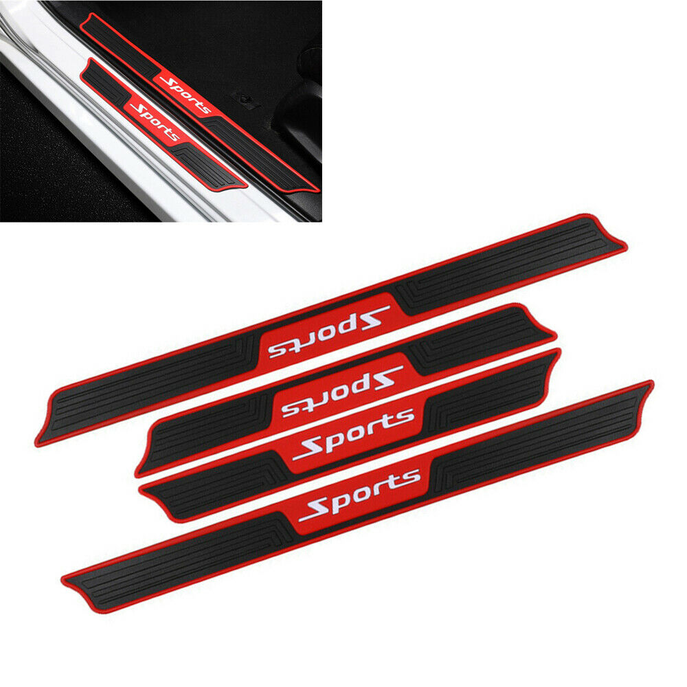 4x Black Rubber Car Door Scuff Sill Cover Panel Step Protector Universal Trim