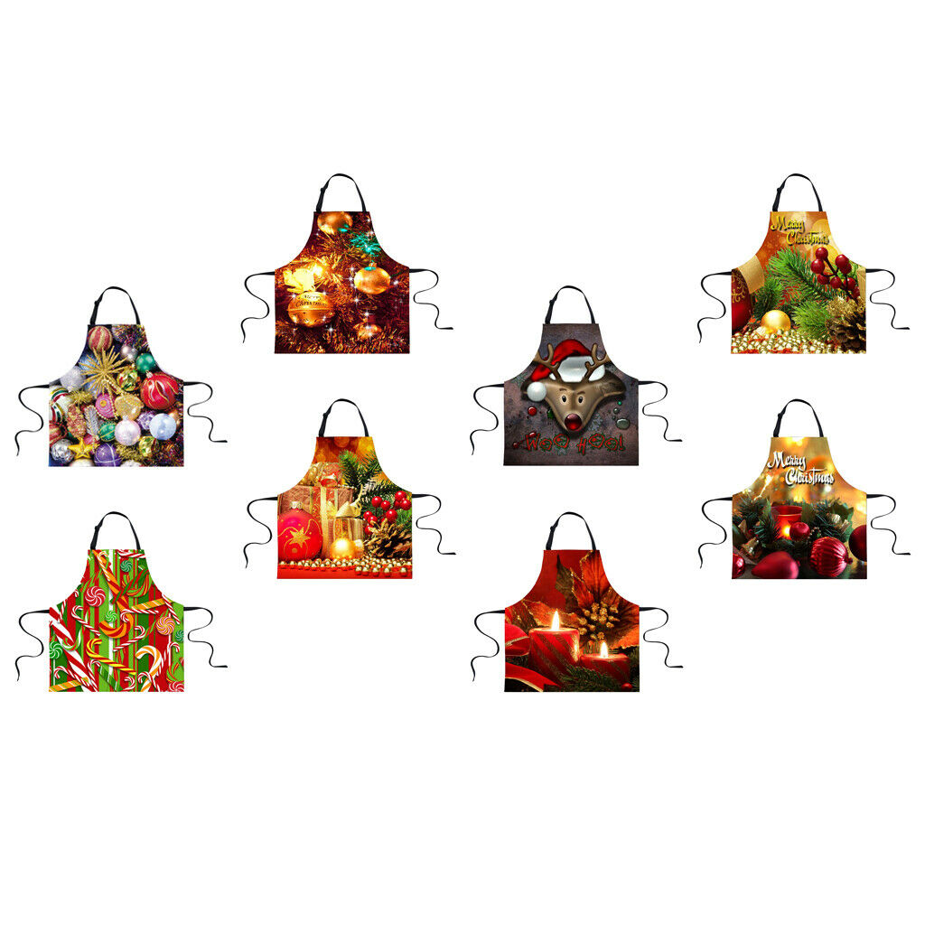 Chistmas Kitchen Apron with Pockets Ties Chef's Apron Cooking blinking