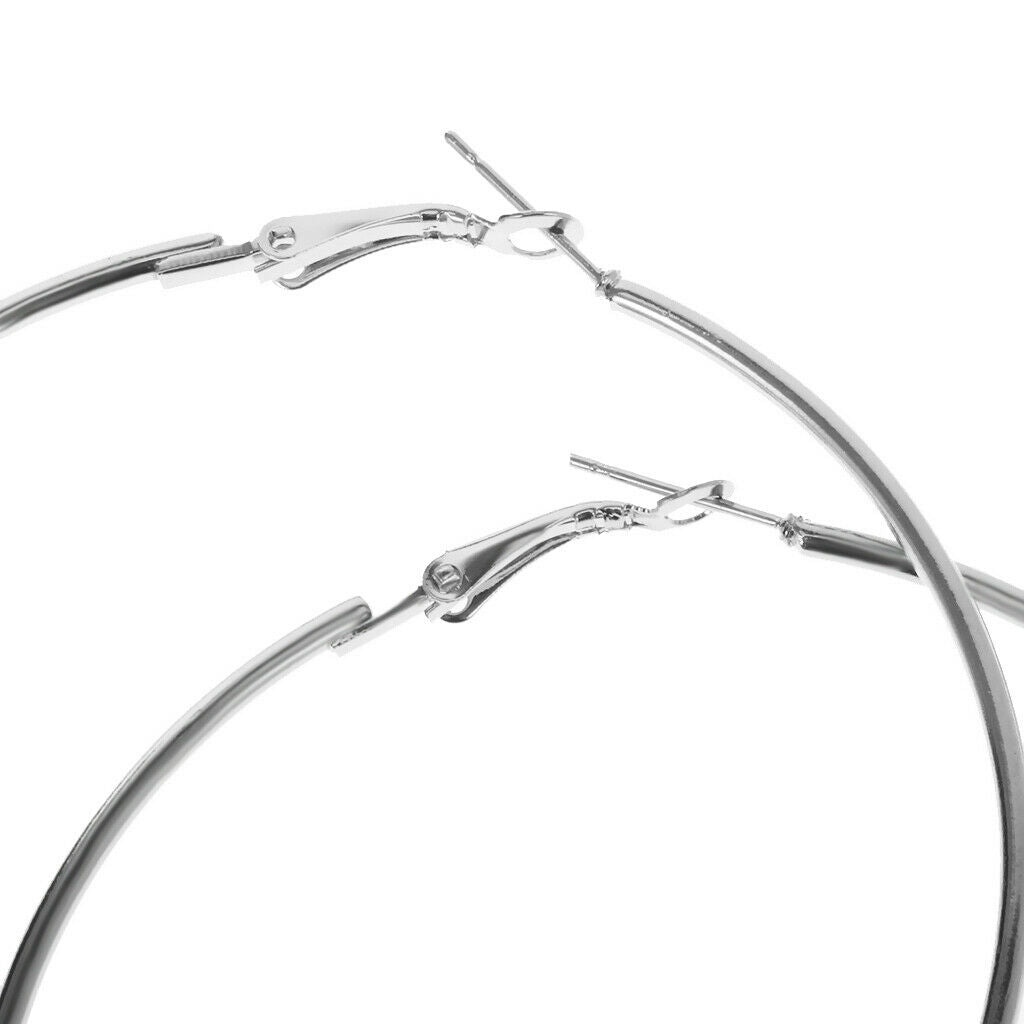 6 Pairs Fashion Women Girls Punk Alloy Smooth Big Large Round Hoop Earrings