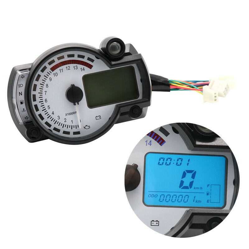 Motorcycle ATV Bikes 7 Color LED Odometer Speedometer Digital Gauge Tachometer