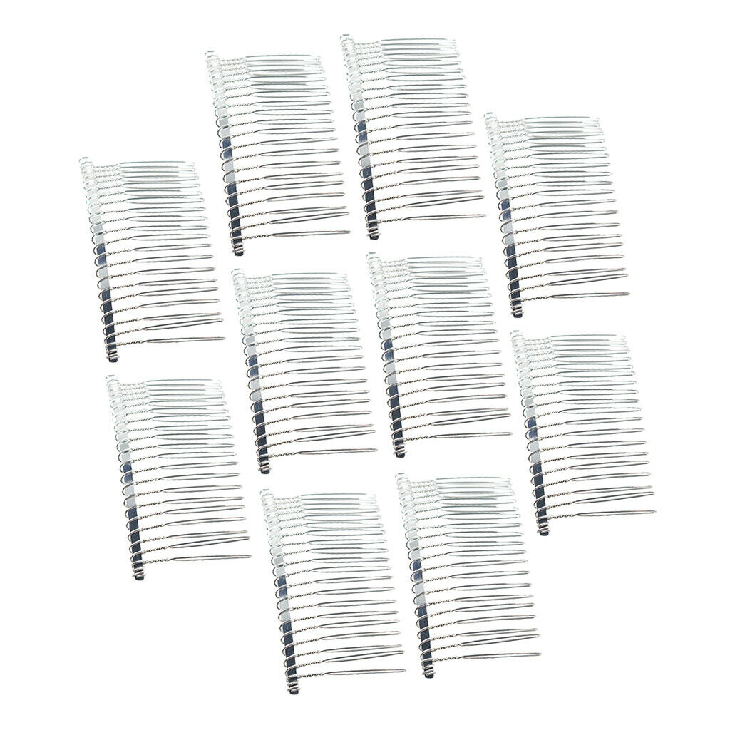 10x Metal Blank Hair Combs Hair Clips Pins for Bridal Veil DIY Hair Jewelry