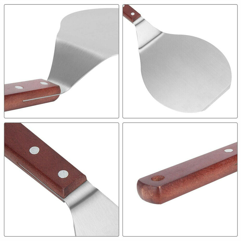 13inch Round Wooden Handle Stainless Steel Cake Pizza Shovel Kitchen Baking Tool