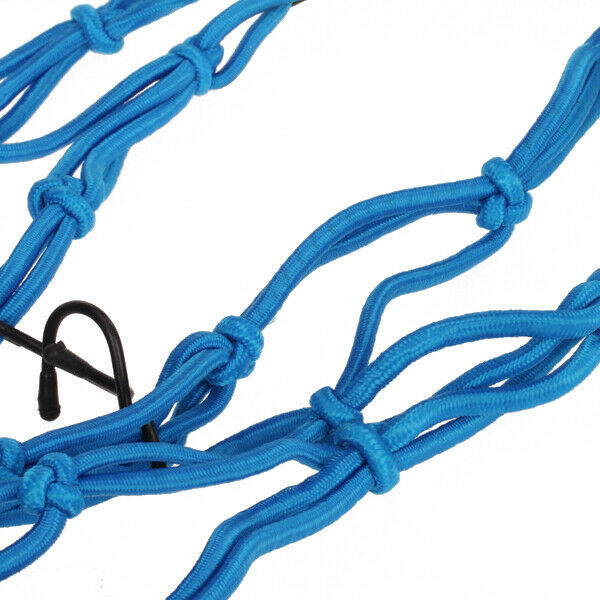 Blue Bungee Motorcycle Helmet Cargo Net 6 Hooks Luggage Package Cargo Net Load