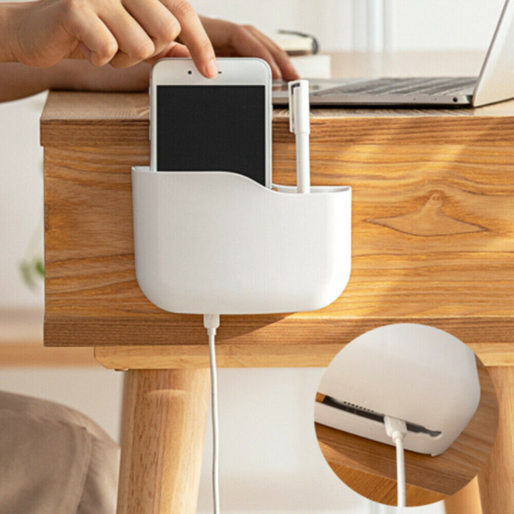 Wall Mounted Storage Phone Holder Remote Control Storage Case Phone Plug Holder