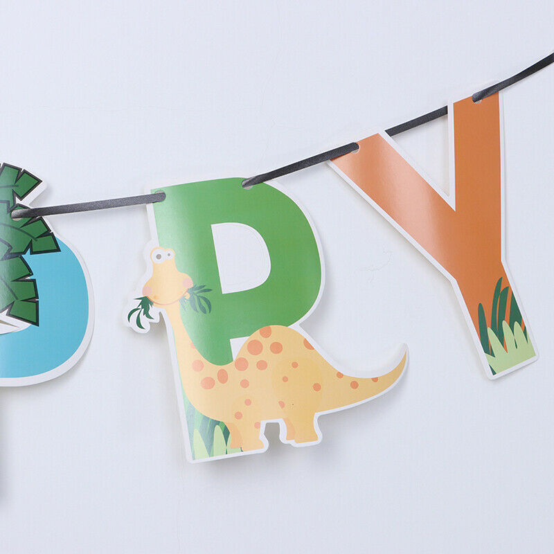 Dinosaur style flag Jungle Safari Birthday Party Jurassic World Dino Par.l8