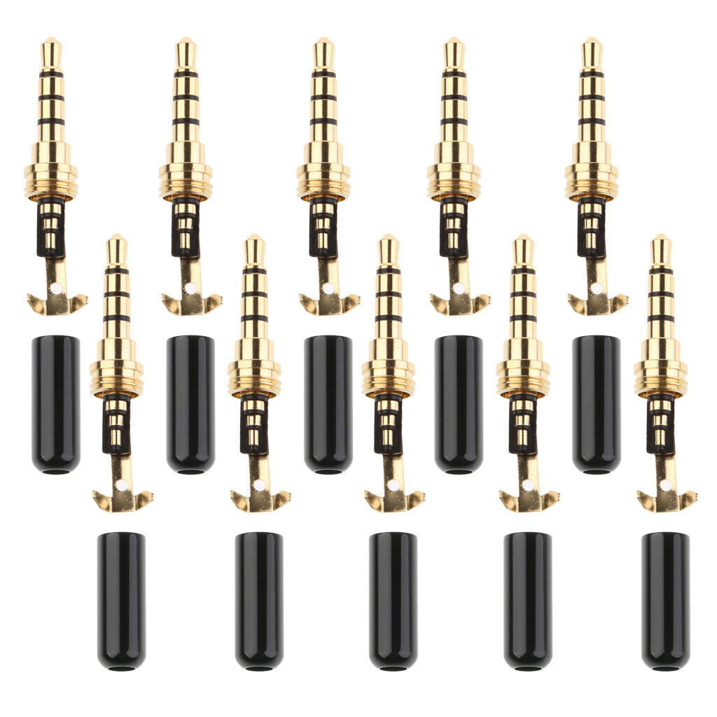 10x Universal DIY 3.5mm Audio Plug Male Head for earphone Headset Black