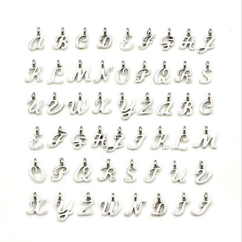 26Pc Charm Initial Letter A-Z Alphabet Pendant Fit DIY Bracelet Necklace Jewelry