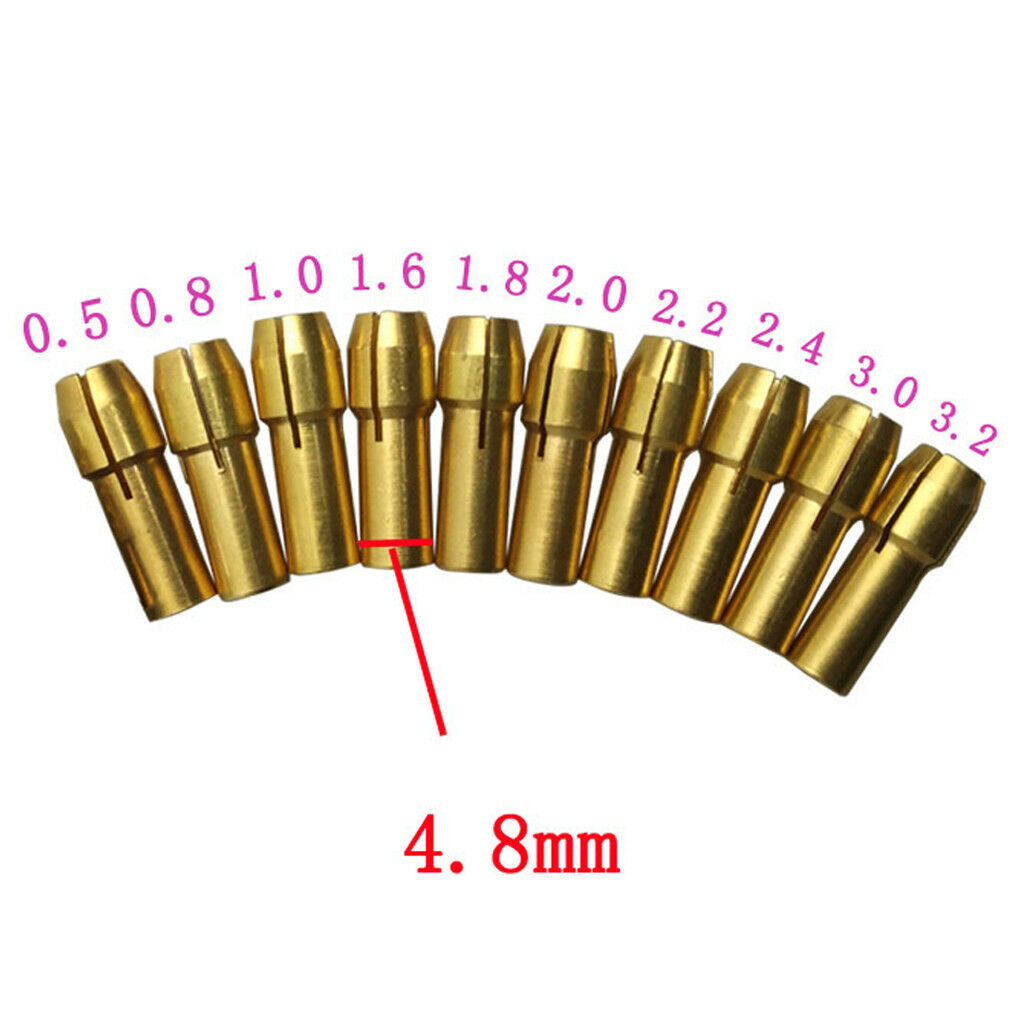 10pcs Durable 0.5-3.2mm Drill Chucks Collet Bits 4.8mm Shank Power Tool