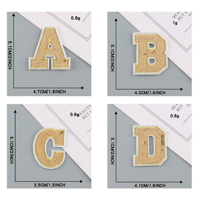 28pcs Glitter Sequins Patch A-Z Alphabet Letter Sew On Patch Embroidery Applique