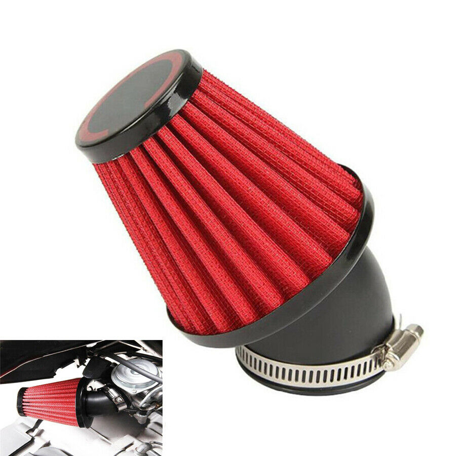 Motorcycle 48mm Red Air Filter Pod 45 Degree ID Scooter ATV Dirt Bike Universal