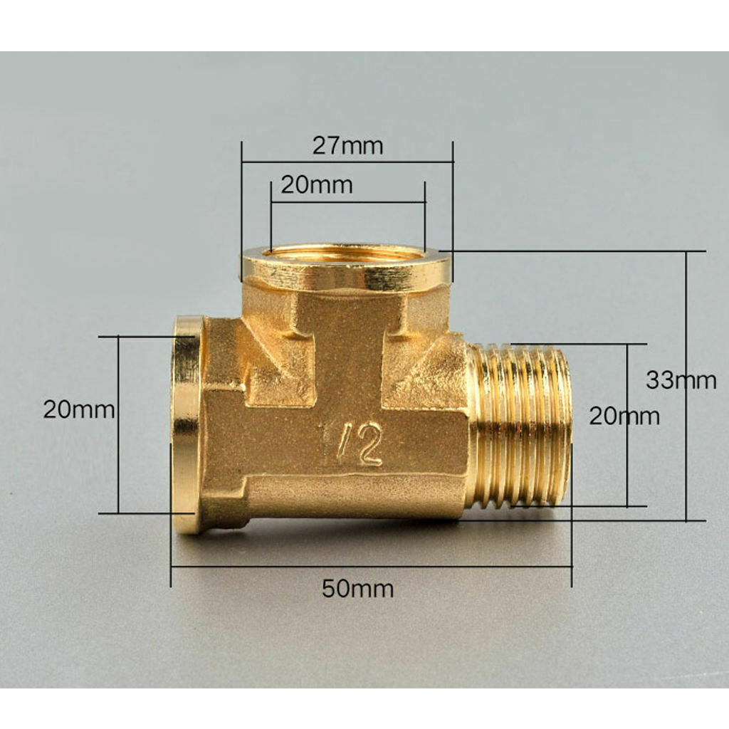2 Pcs 1/2" Female Male Pipe Tube Tee T-Fitting Connector Forged Brass Copper