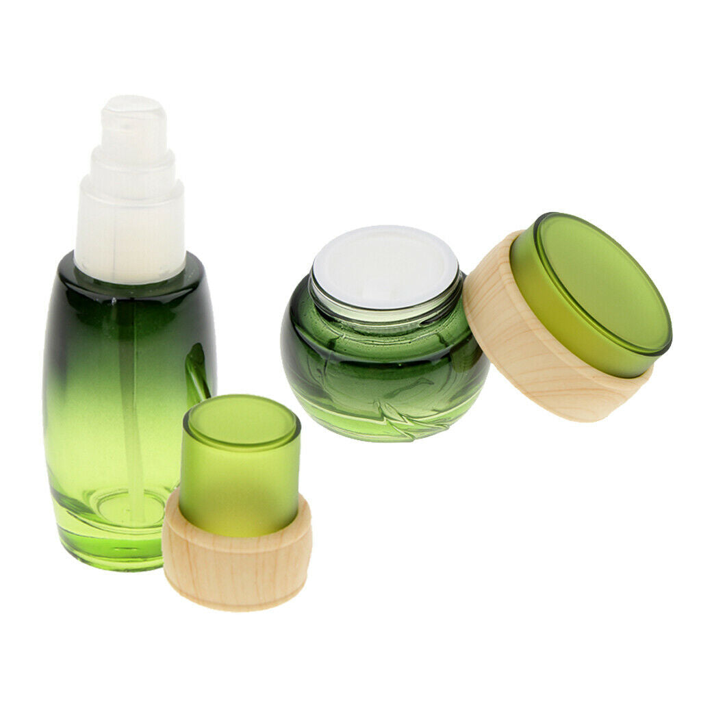 2pcs Empty Pump Glass Bottles Household Cosmetic Lotion Bottles Pot New