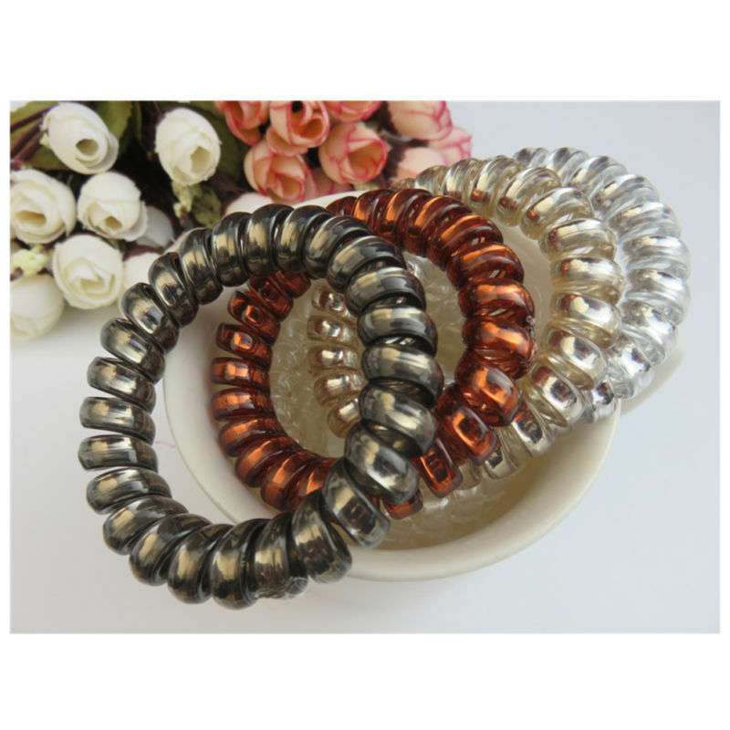 12PCS/SET Rubber Telephone Wire Hair Ties Spiral Hair Head Elastic Bands Lots CA