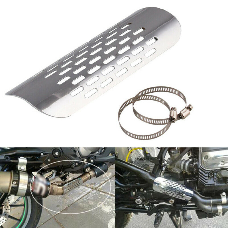 Motorcycle Chrome Heat Shield For 1 7/8"-2 3/4" Exhaust Muffler Pipe Cover Solid