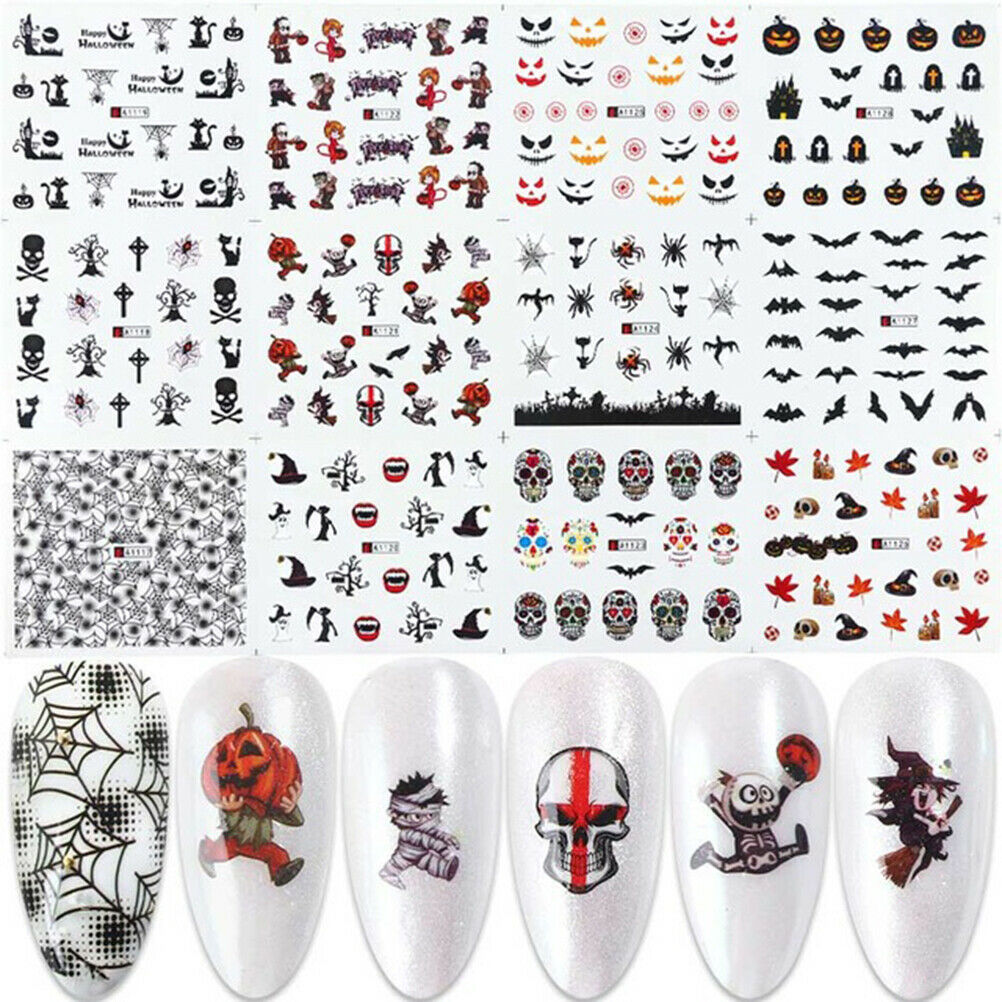 Halloween Nail Art Stickers Skeleton Decals Nails Foil Manicure Decoration
