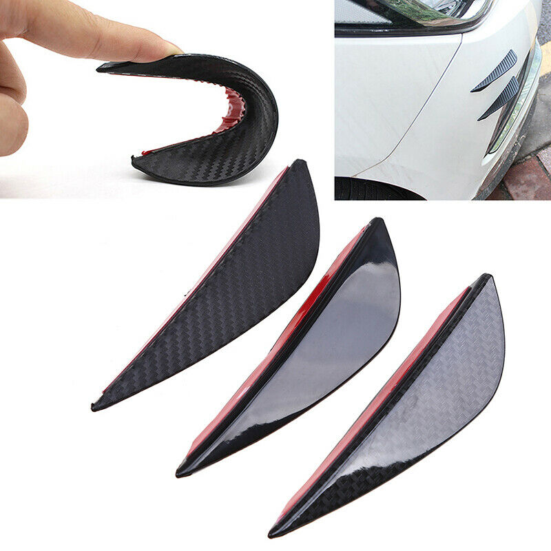 4PCS Universal Glossy Black Rubber Front Bumper Splitter Fins Lip Canard