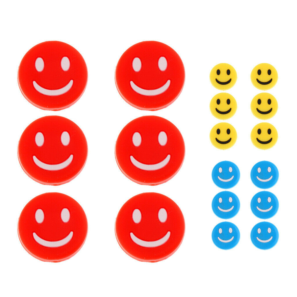 18Pcs Happy Face Silicone Tennis Racket Vibration Dampener Shock Absorber