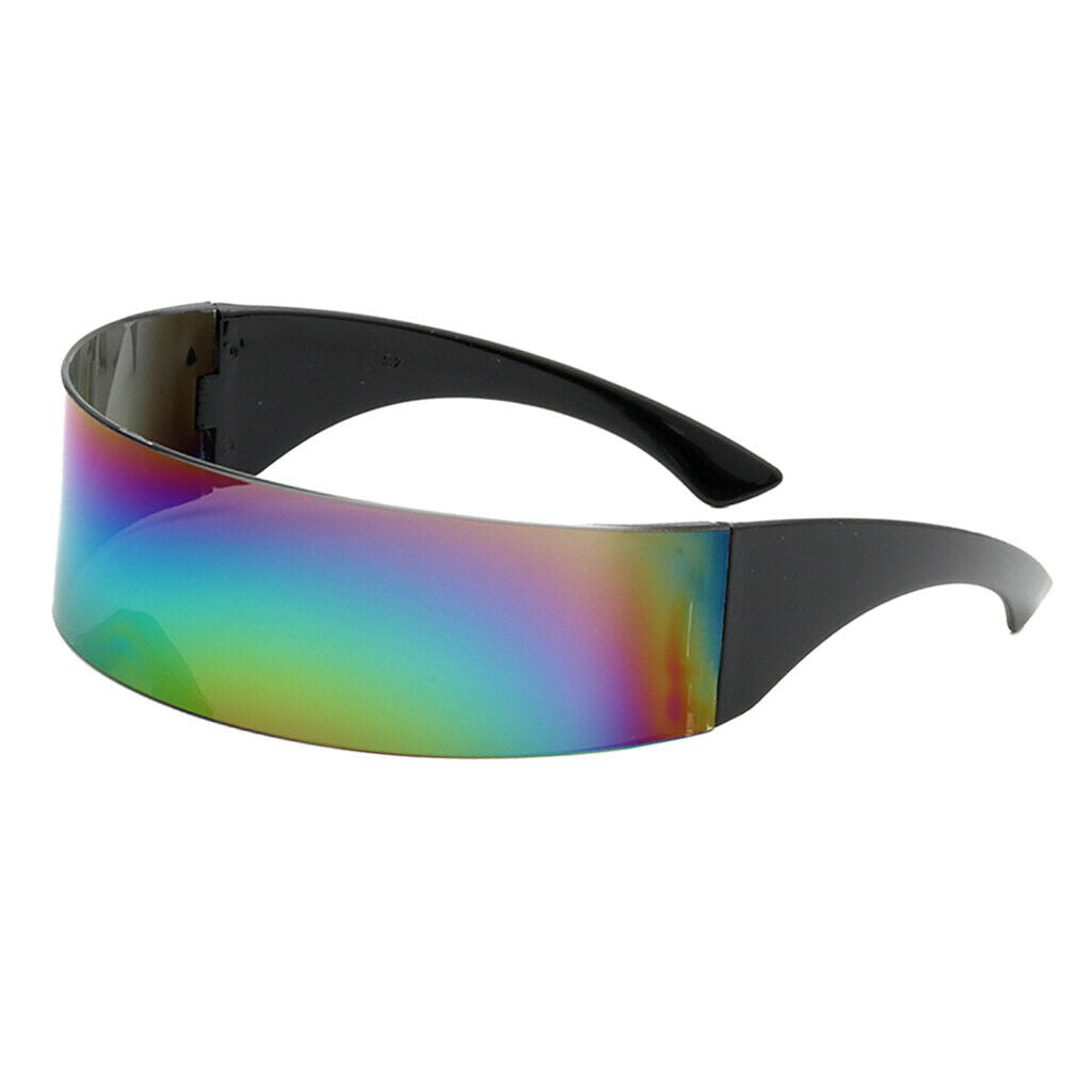 2Pcs Futuristic Visor Sunglasses Robotic Narrow Sun Glasses Party Supplies