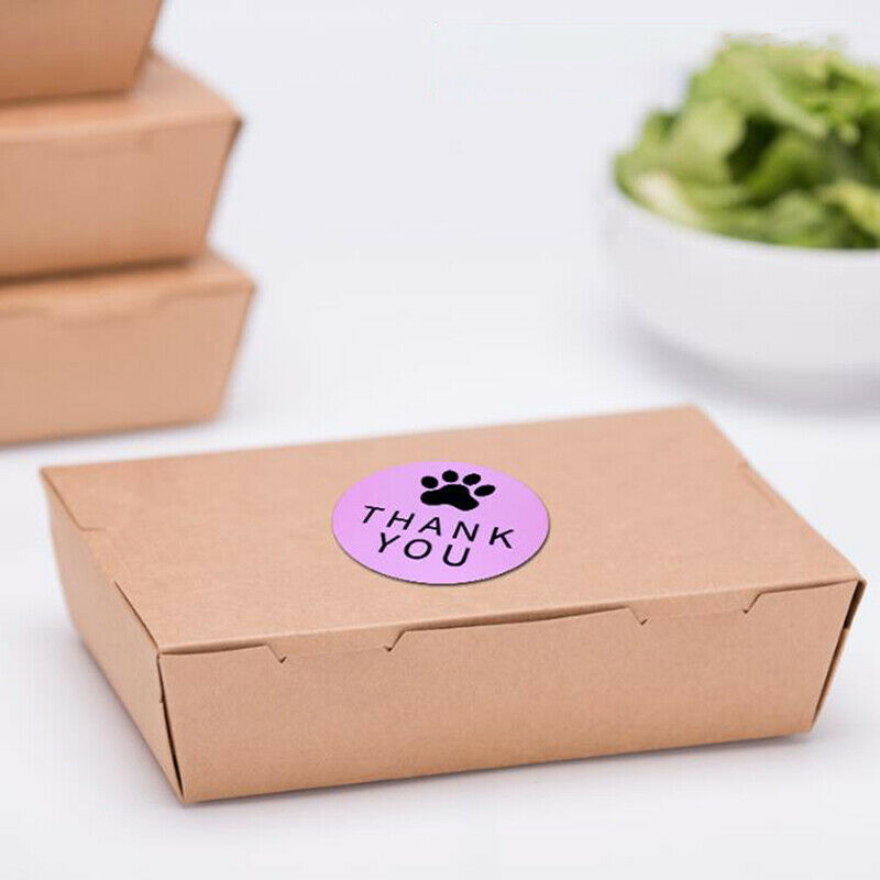 500PCS Pink Thank You Stickers Seal Labes Dog Paw Print Gift Stationery S.l8