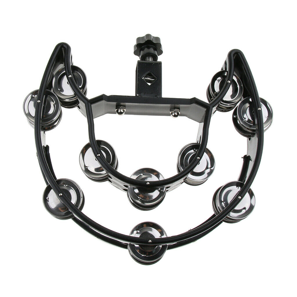 Black Plastic Double Row Jingles Tambourine Hand Percussion for Carnival KTV