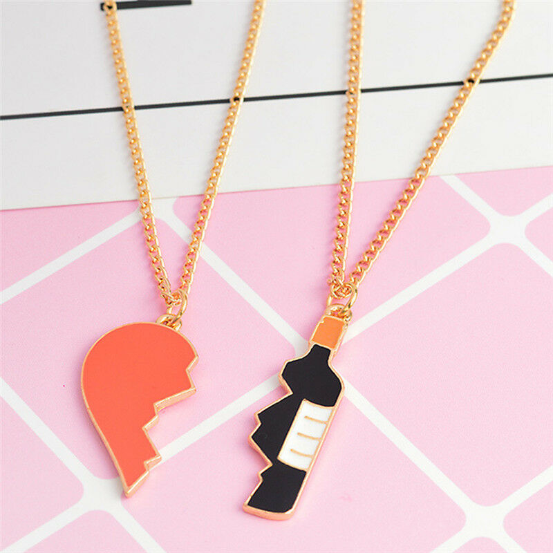 2PCS/Set Heart Wine Pendant Necklace Best Friend Couple Chain Jewelry Gift.l8