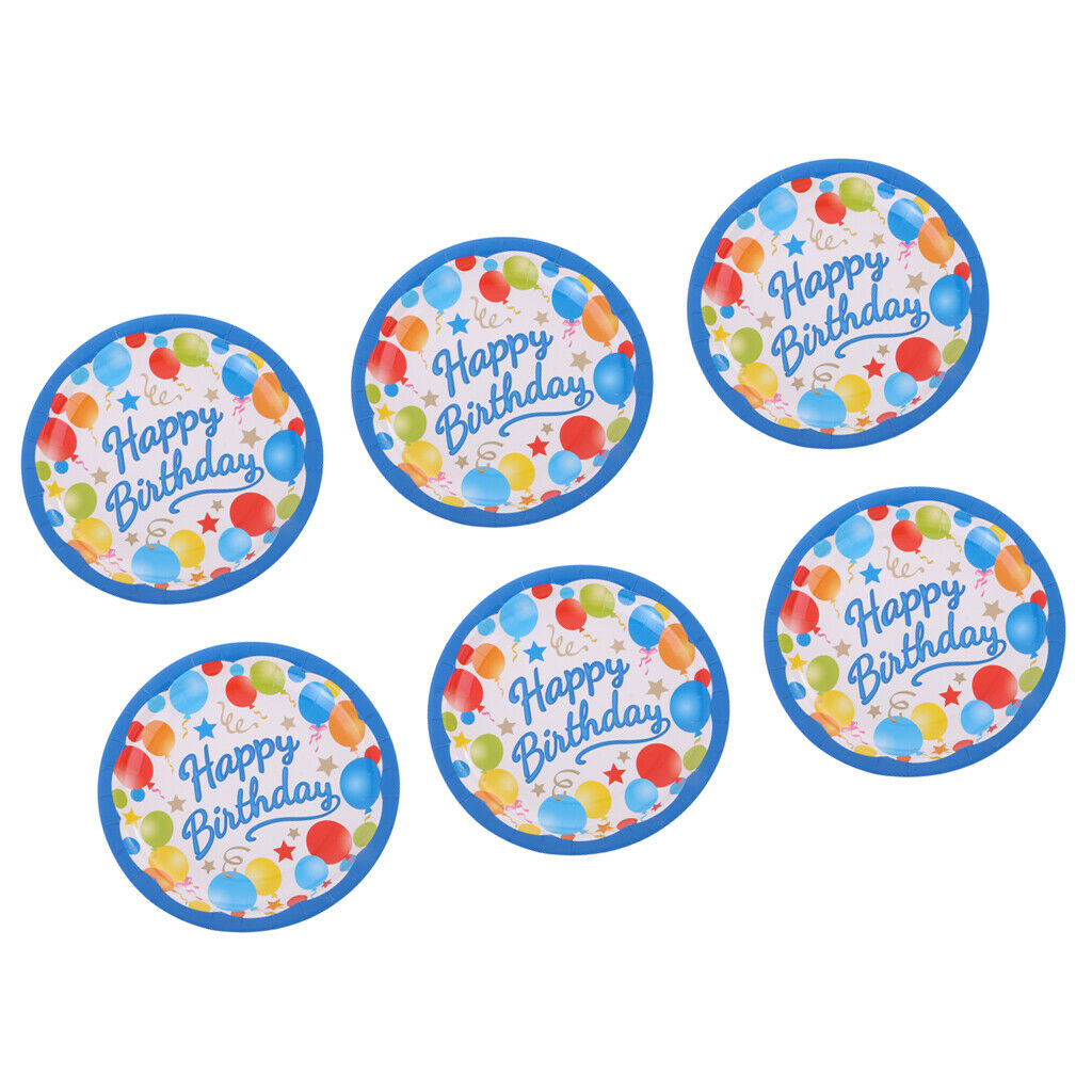 6 Pieces Happy Birthday Balloons Star Disposable Paper Plates Carnival Party