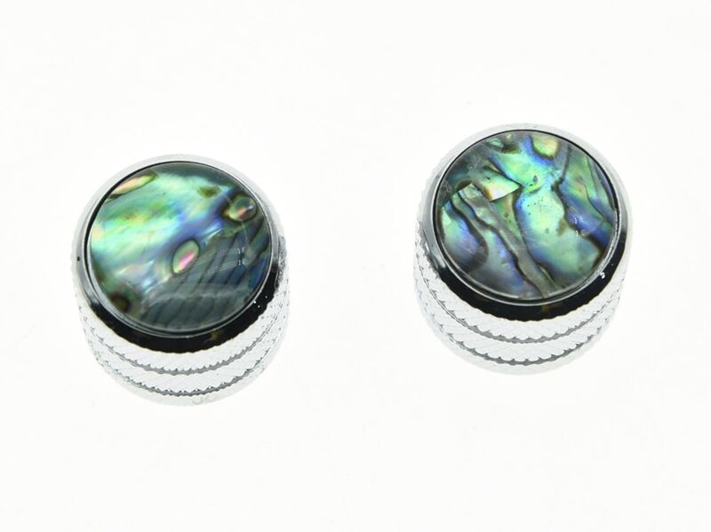 2x Chrome Push on Fit Tele Telecaster Abalone Top Guitar Dome Knobs or Bass Knob