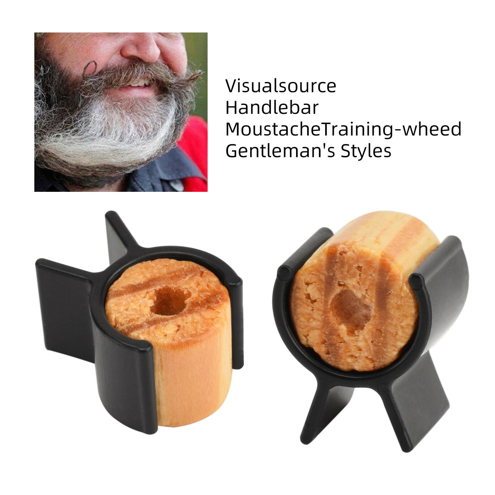 Salon Men Moustache Shaping Beard Styling Tool Training Wheel Wooden Handle