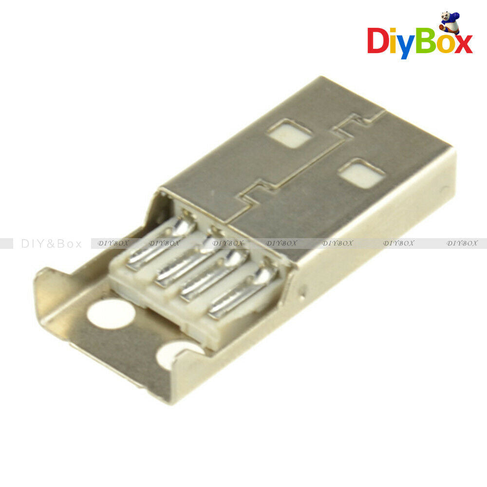 10PCS A Set USB2.0 Type-A Male 4-pin Plug Connector Adapter Black Plastic Cover