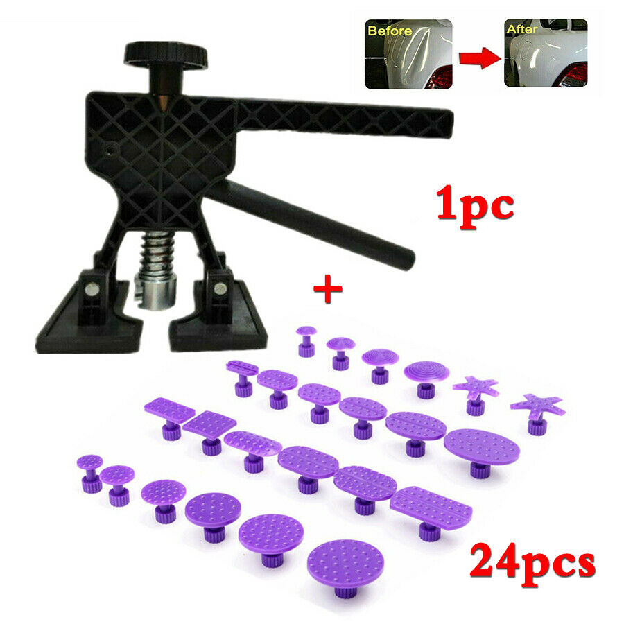 Car Body Dent Repair Removal Tool Kit Black Plastic Puller+24x Glue Puller Tabs