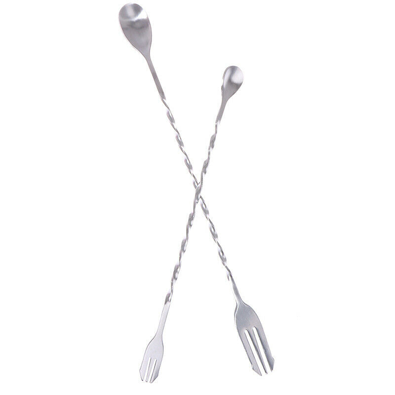 2pcs long handle mixing spoon stainless steel bar cocktail spoon twisted .l8
