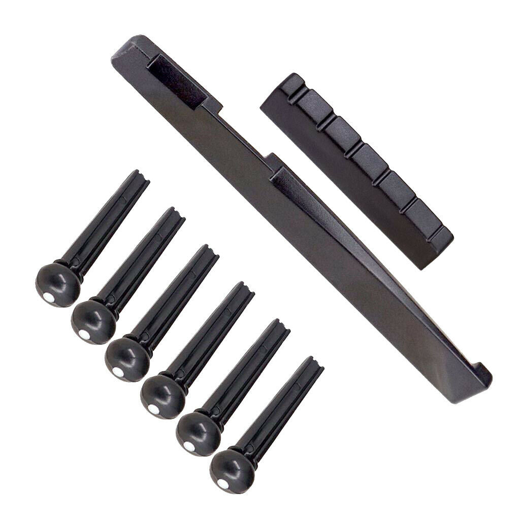 8 lot Guitar Bridge Pins Saddle Nut Set for Left Handed Acoustic Guitar
