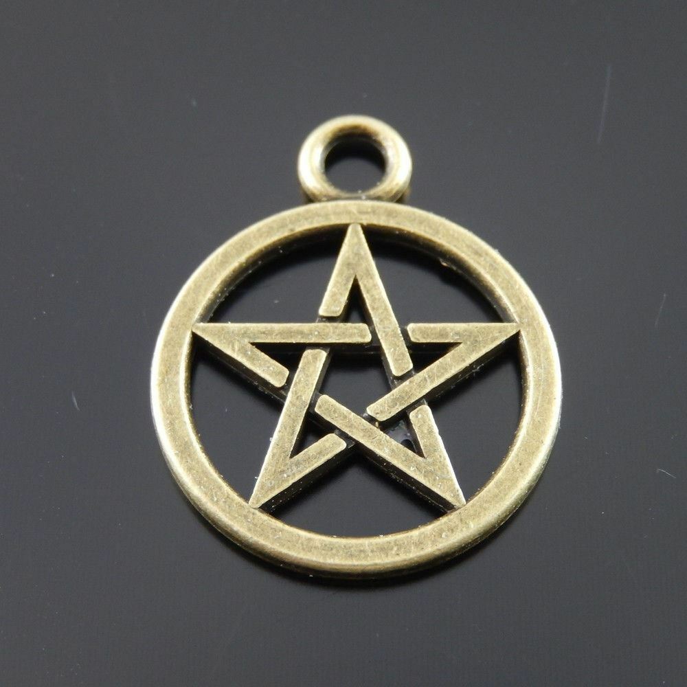 20pcs Antiqued Bronze Tone Hollowed Wiccan Symbol Charms Pendants 20*20mm