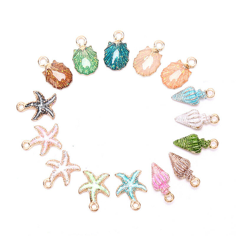 15 x Enamel Conch Sea Shell Charms Ocean Pendants DIY Handmade Accessorie.l8